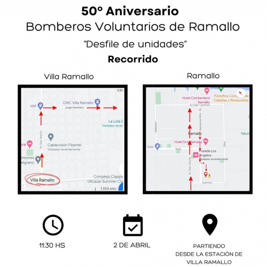 50° ANIVERSARIO DE BOMBEROS VOLUNTARIOS DE RAMALLO (31-03-1973 /31-03-2023) 