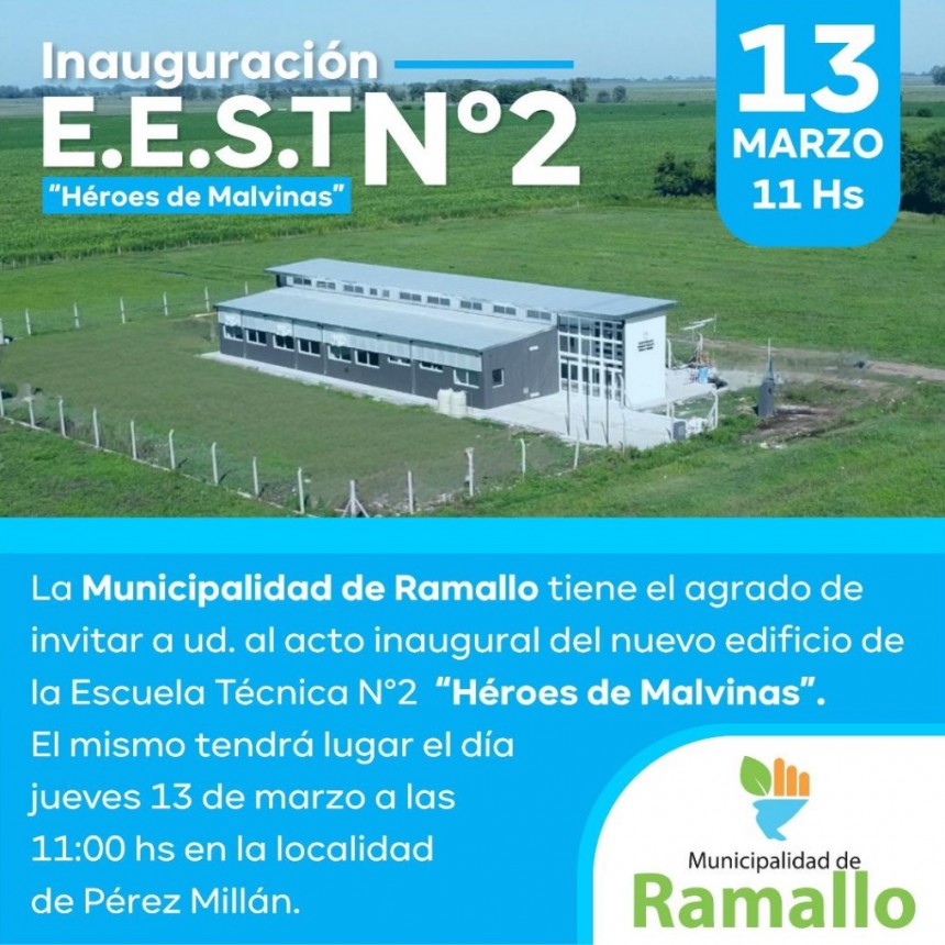 INAUGURACION ESCUELA TECNICA N° 2  DE PEREZ MILLAN