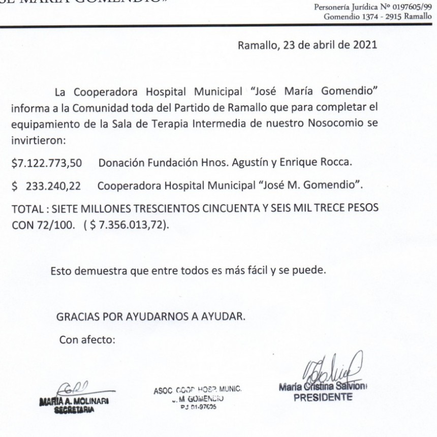 COOPERADORA MUNICIPAL HOSPITAL JOSÉ MARÍA GOMENDIO