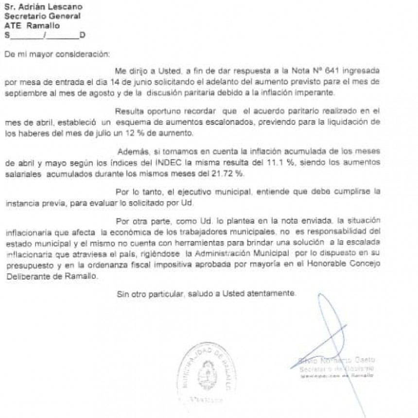 ✅EL EJECUTIVO NIEGA ADELANTAR LAS PARITARIAS 