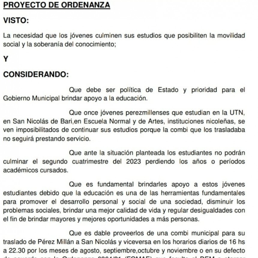 EN DEFENSA DE ESTUDIANTES  DE PEREZ MILLAN