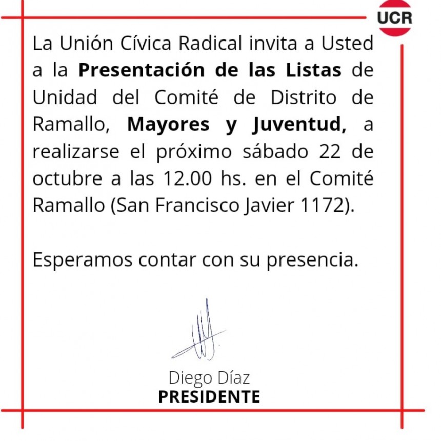 PRESIDENTE DE UCR RAMALLO